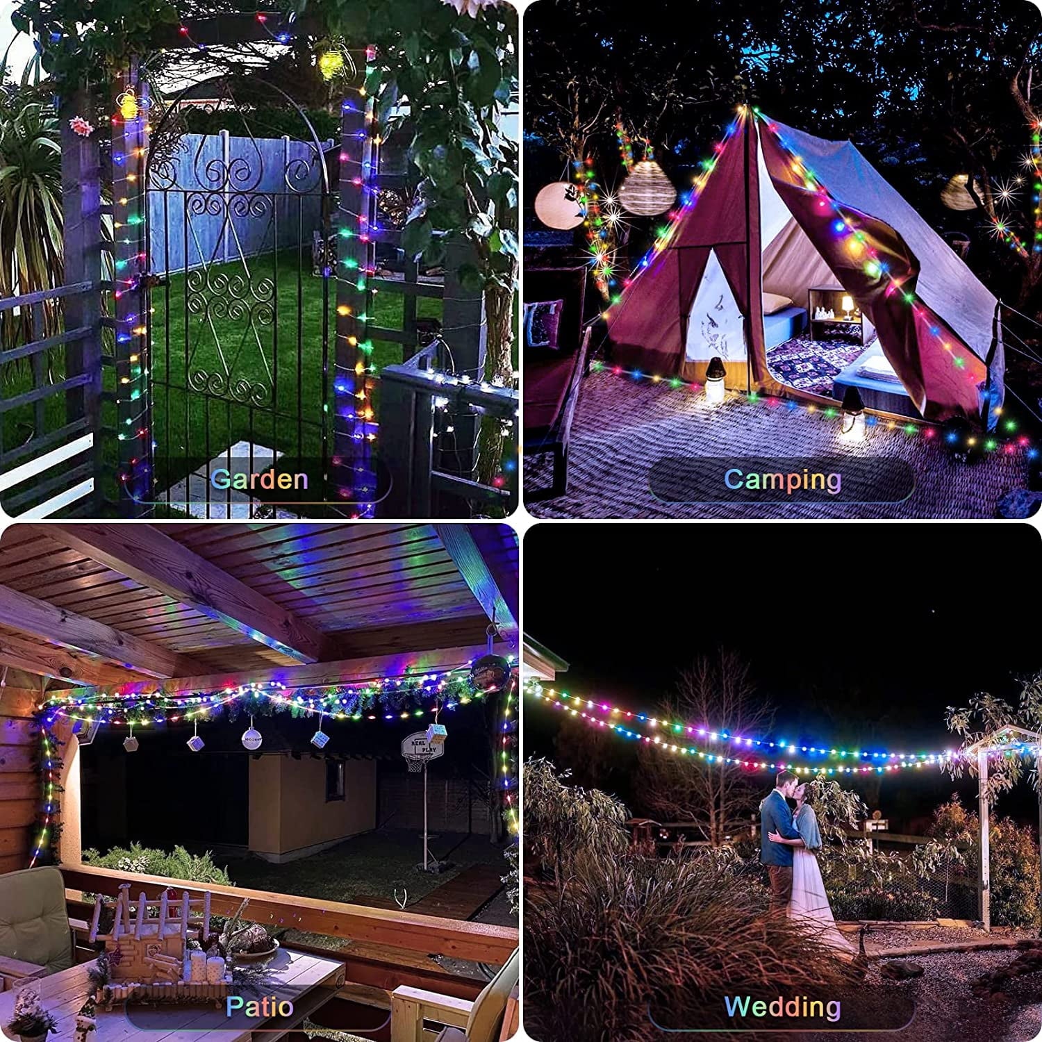 Magotan Solar Christmas Lights 2 Pack 72 Ft 200 LED Outdoor Waterproof Solar String Lights Garden Patio Christmas Decorations, Multicolor