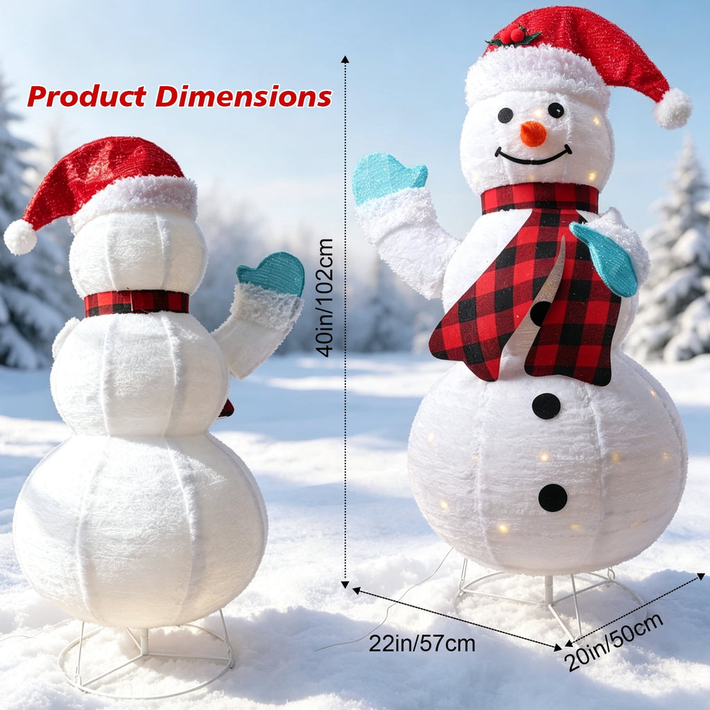 Magotan Snowman Christmas Outdoor Decorations,Collapsible Lighted Waving Snowman Build in Warm LED Lights,Outdoor Yard Porch Holiday Ornament