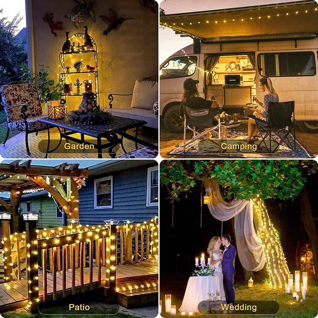 Magotan Solar Christmas Lights 2 Pack 72 Ft 200 LED Outdoor Waterproof Solar String Lights Garden Patio Christmas Decorations, Warm White