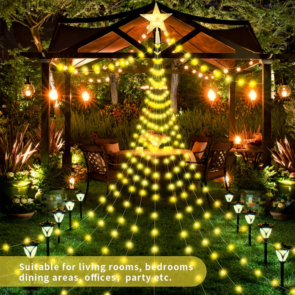 NITIDSKY Waterfall Christmas Lights,198 LED USB Operated Outdoor Christmas Tree Lights,Warm White