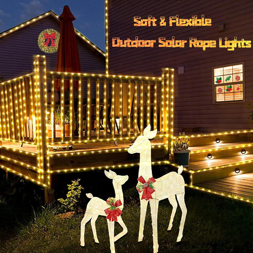 MAGOTAN 72ft 200 LED Solar Christmas Lights Outdoor Solar Rope Lights with 8 Modes Waterproof Yard Lawn Garden Decoration, Warm White