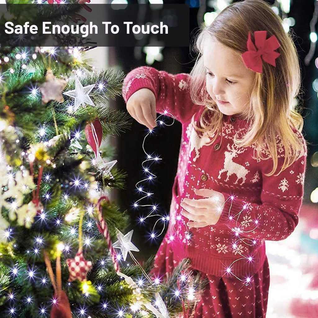 NITIDSKY 4 pack 33ft 100 LED Fairy Lights Battery Operated String Lights with Remote and 8 Modes Christmas Wedding Party Decoration, White