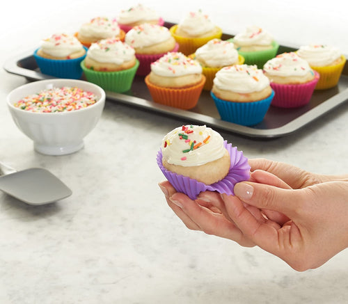 Dofulay Silicone Cupcake Liners,24Pcs Reusable Muffin Liners Cake Cup Baking Cup (Multicolor)