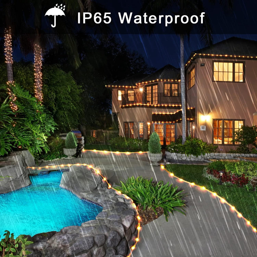 NITIDSKY 33ft 100 LED Solar Christmas Lights Outdoor Waterproof Solar Rope Lights Yard Patio Garden Christmas Deaorations, Warm White
